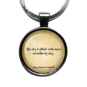 Henry Wadsworth Longfellow The sky is Filled with Stars Invisible by Day Antique Silver Keychain