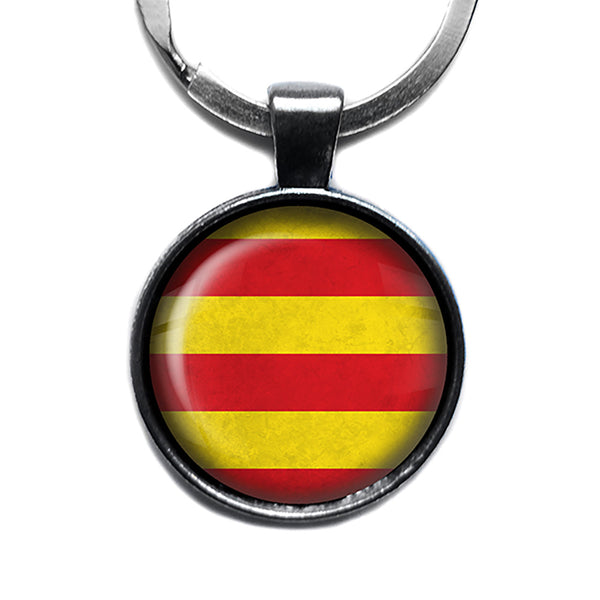 Catalonia Catalonian Flag Antique Silver Keychain