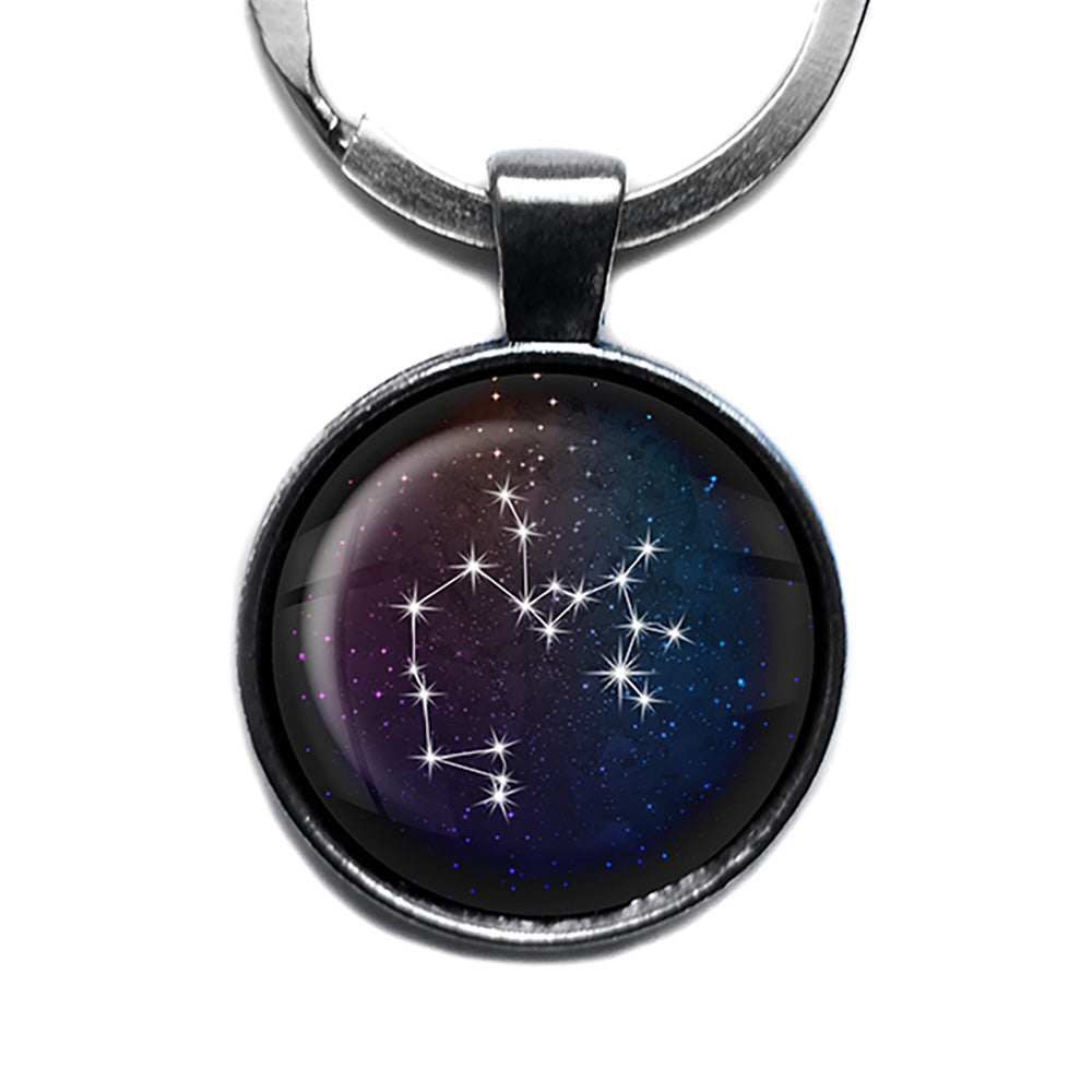 Zodiac Symbol Astrology Sagittarius Star Constellation Antique Silver Keychain