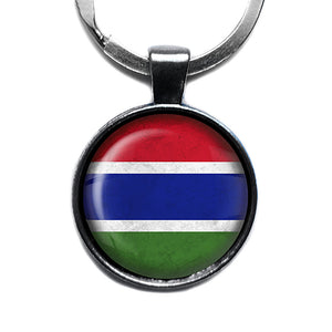 Republic of The Gambia Gambian Flag Antique Silver Keychain