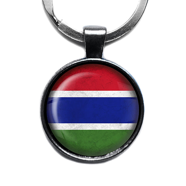 Republic of The Gambia Gambian Flag Antique Silver Keychain