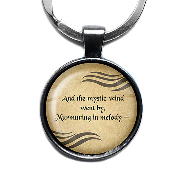 Edgar Allan Poe Mystic Wind went by Murmuring in Melody Antique Silver Keychain