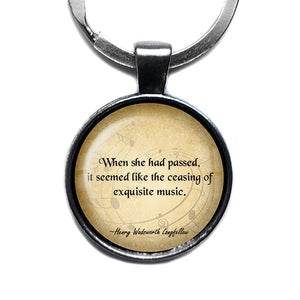 Henry Wadsworth Longfellow She Passed Like the Ceasing of Exquisite Music Antique Silver Keychain