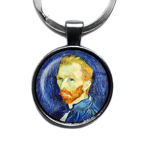 Vincent Van Gogh Self Portrait 1889 Classic Artwork Antique Silver Keychain