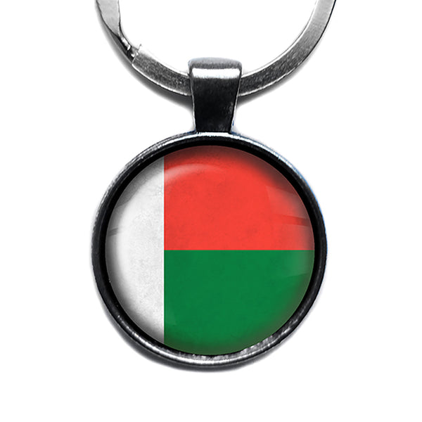 Republic of Madagascar Malagasy Flag Antique Silver Keychain