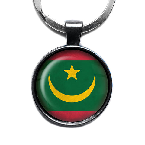 Republic of Mauritania Mauritanian Flag Antique Silver Keychain