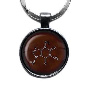 Chemical Formula Caffeine Geek Science Antique Silver Keychain