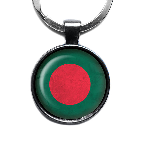 Bangladesh Bangladeshi Flag Antique Silver Keychain