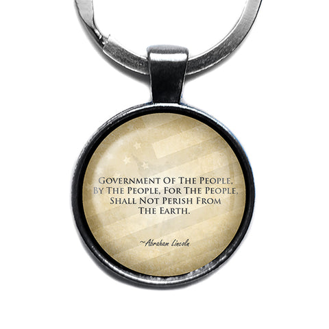 Abraham Lincoln Government of by and for The People Gettysburg Address Antique Silver Keychain