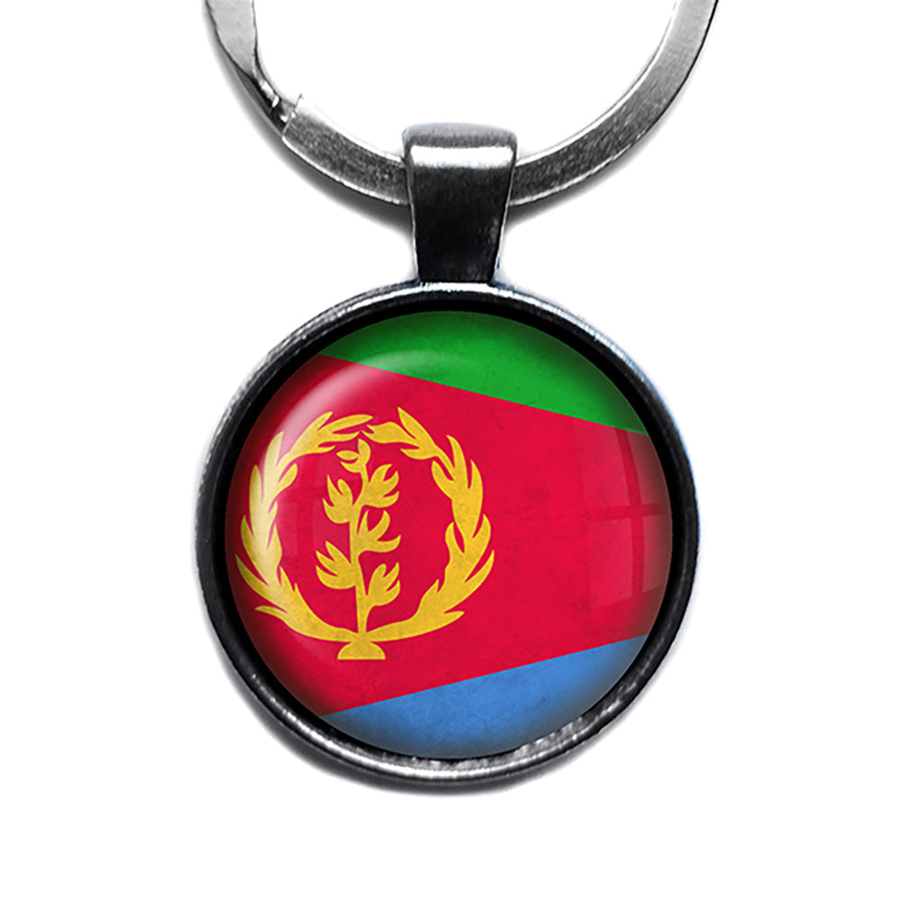 State of Eritrea Flag Antique Silver Keychain