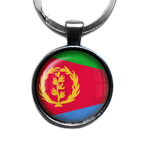 State of Eritrea Flag Antique Silver Keychain