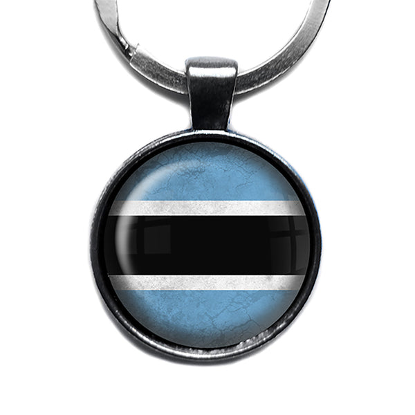 Republic of Botswana Flag Antique Silver Keychain