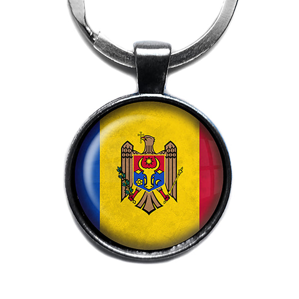 Republic of Moldova Moldovan Flag Antique Silver Keychain