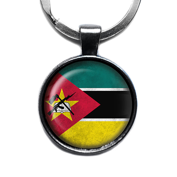 Republic of Mozambique Mozambican Flag Antique Silver Keychain