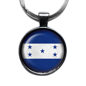 Republic of Honduras Honduran Flag Antique Silver Keychain