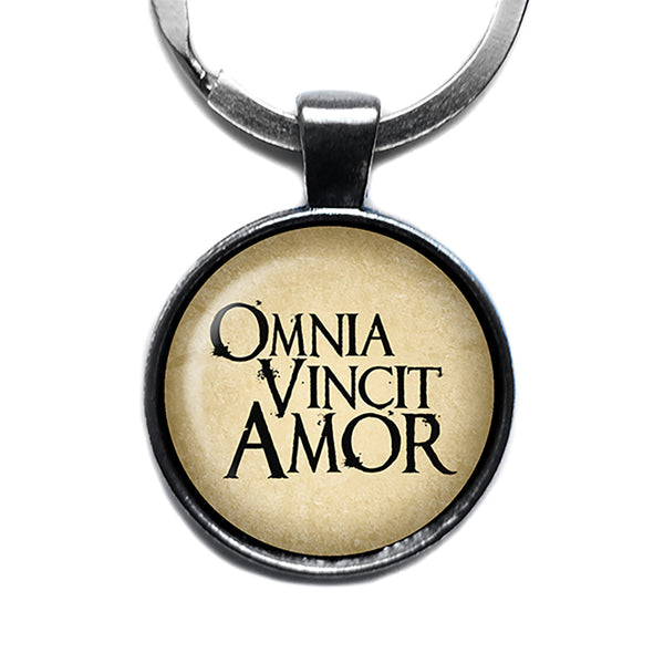 Latin Phrase Omnia Vincit Amor Love Conquers All Virgil Roman Poet Antique Silver Keychain