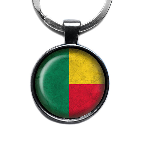 Republic of Benin Beninese Flag Antique Silver Keychain