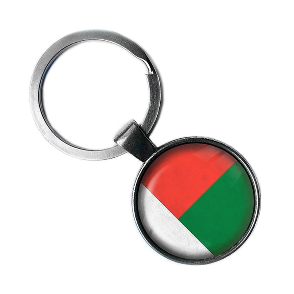 Republic of Madagascar Malagasy Flag Antique Silver Keychain