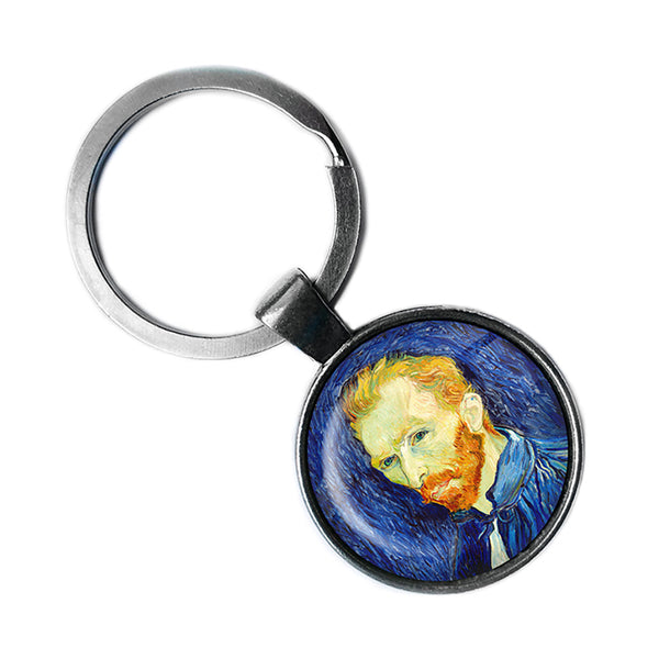 Vincent Van Gogh Self Portrait 1889 Classic Artwork Antique Silver Keychain