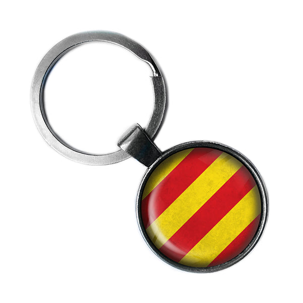 Catalonia Catalonian Flag Antique Silver Keychain