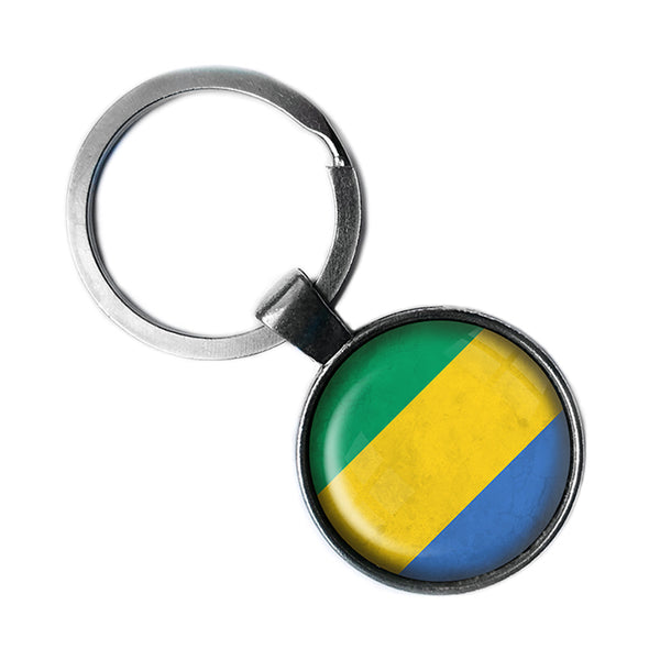 Gabonese Republic Gabon Flag Antique Silver Keychain