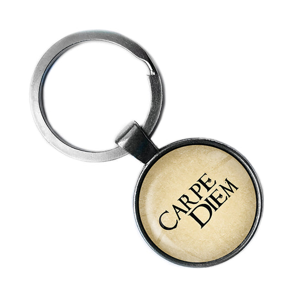 Latin Phrase Quote Saying Carpe Diem Seize the Day Horace Roman Poet Antique Silver Keychain