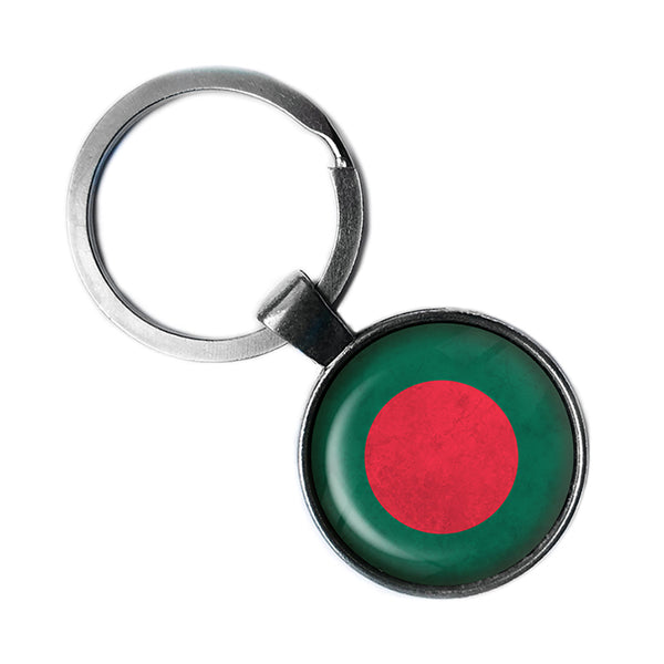 Bangladesh Bangladeshi Flag Antique Silver Keychain