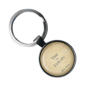 Jane Austen Time will Explain from Persuasion Antique Silver Keychain