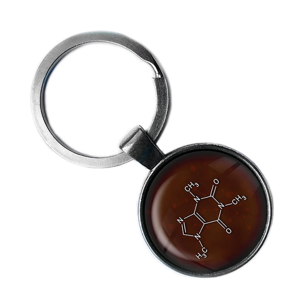 Chemical Formula Caffeine Geek Science Antique Silver Keychain