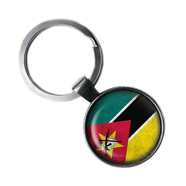 Republic of Mozambique Mozambican Flag Antique Silver Keychain