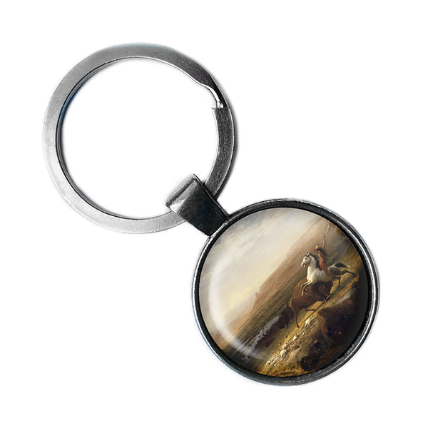 Albert Bierstadt The Last of the Buffalo 1888 Classic Artwork Antique Silver Keychain