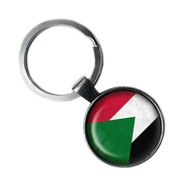 Republic of the Sudan Sudanese Flag Antique Silver Keychain