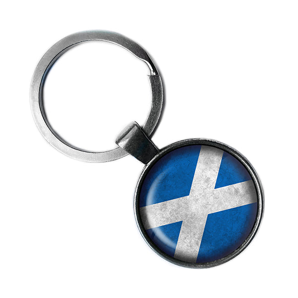 Scotland Scottish Flag Antique Silver Keychain