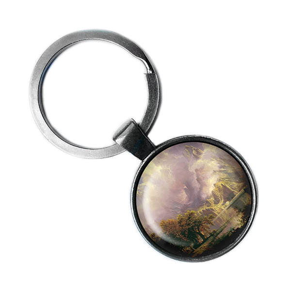 Albert Bierstadt Rocky Mountain Landscape Classic Artwork Antique Silver Keychain