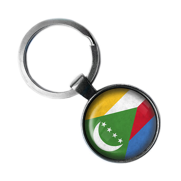 Union of the Comoros Comorian Flag Antique Silver Keychain