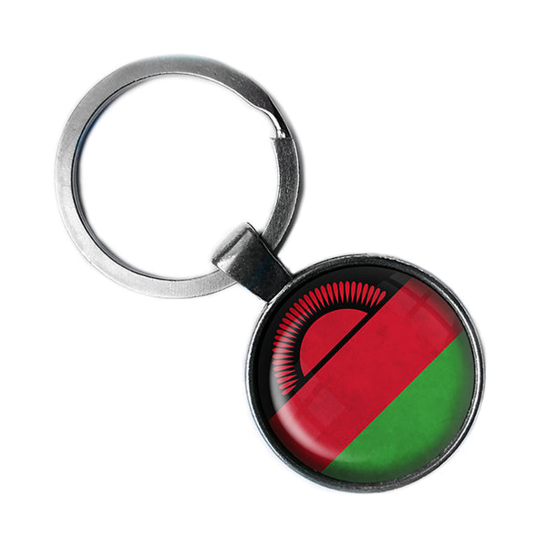 Republic of Malawi Malawian Flag Antique Silver Keychain