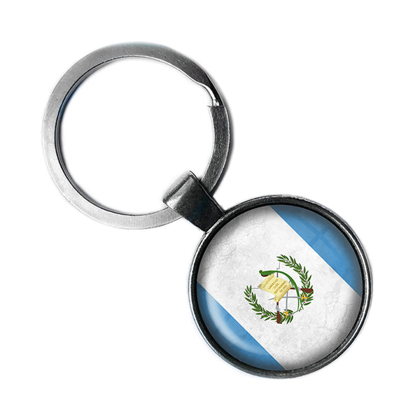 Republic of Guatemala Guatemalan Flag Antique Silver Keychain