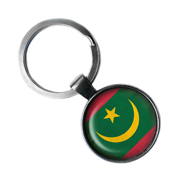 Republic of Mauritania Mauritanian Flag Antique Silver Keychain