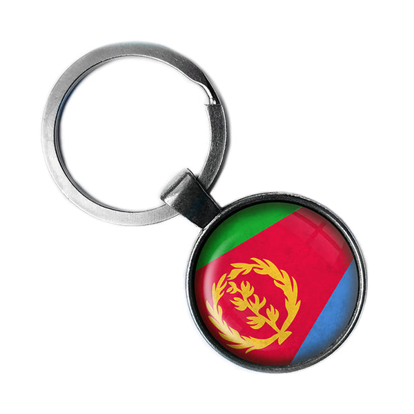 State of Eritrea Flag Antique Silver Keychain