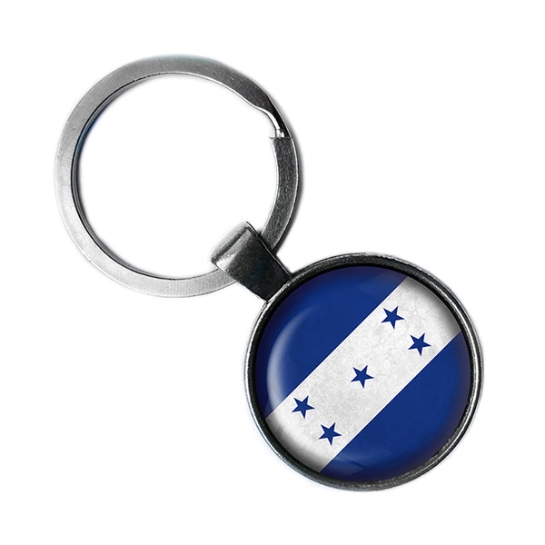 Republic of Honduras Honduran Flag Antique Silver Keychain