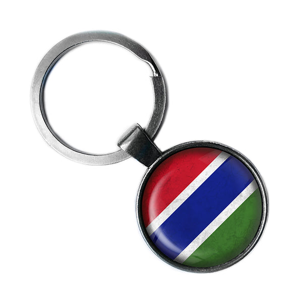 Republic of The Gambia Gambian Flag Antique Silver Keychain