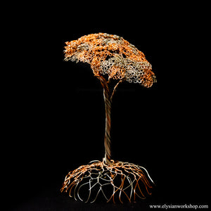 Dual Tone Copper Upright Wire Tree Sculpture