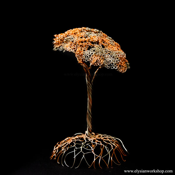 Dual Tone Copper Upright Wire Tree Sculpture