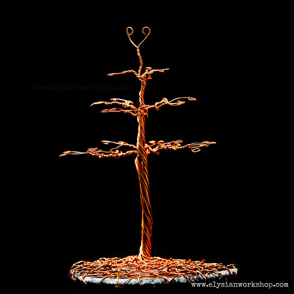 Medium Copper Wire and Grey Agate Crystal Jewelry Earring Tree Sculpture