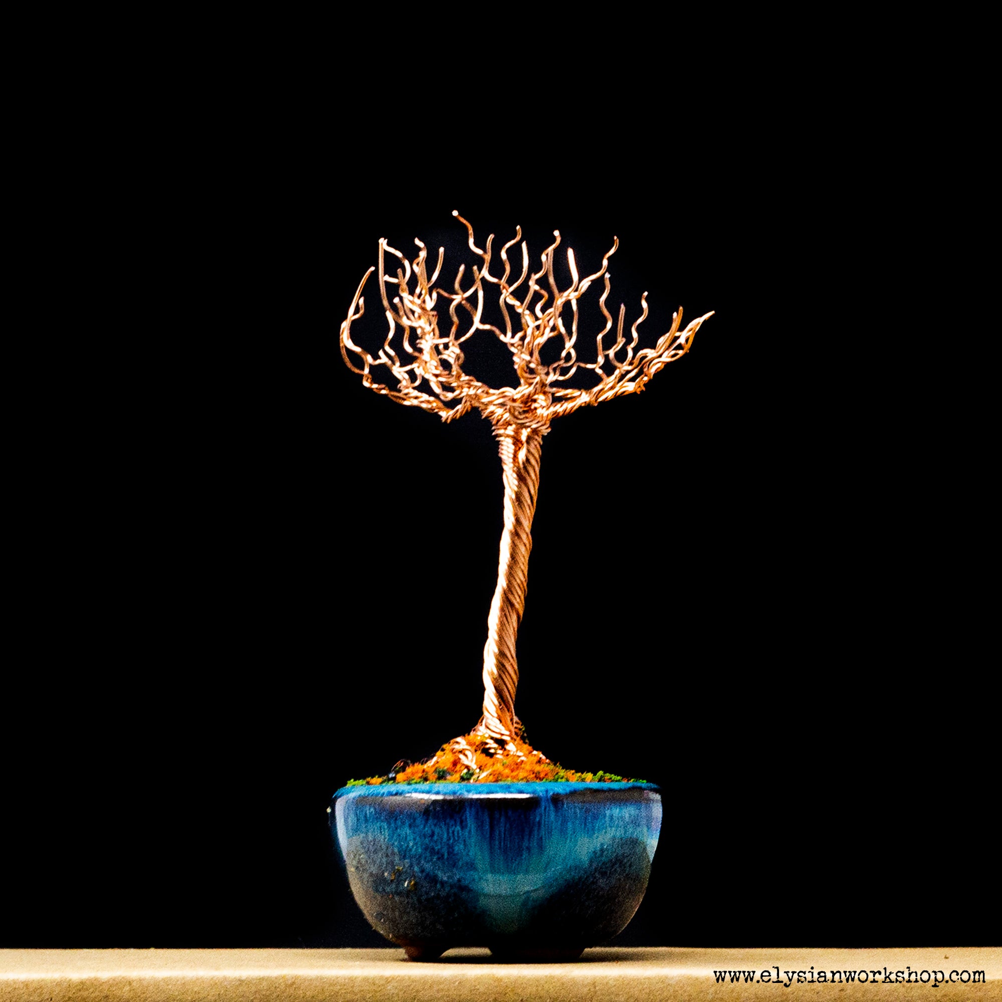 Fall Autumn Copper Wire Bonsai in Ceramic Pot