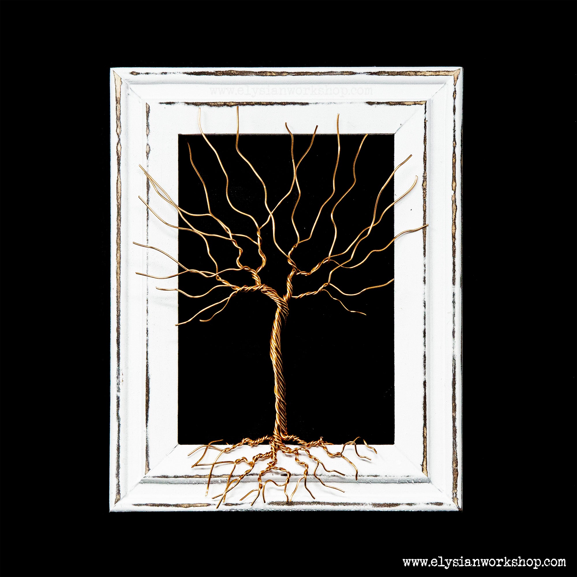 Copper Wire Tree in Wood Picture Frame