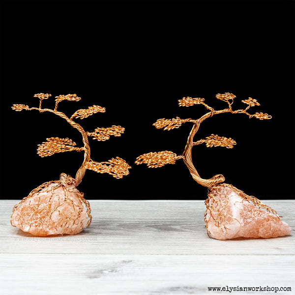 Set of 2 Handmade Copper Wire Cascade Cascade Bonsai Tree Himalayan Rock