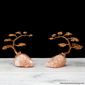 Set of 2 Handmade Copper Wire Cascade Cascade Bonsai Tree Himalayan Rock