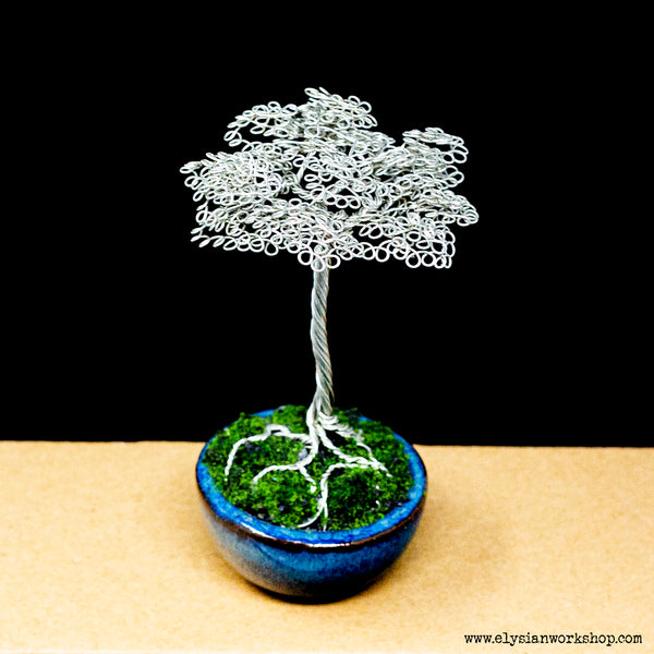 Tinned Copper Wire Bonsai in Ceramic Pot